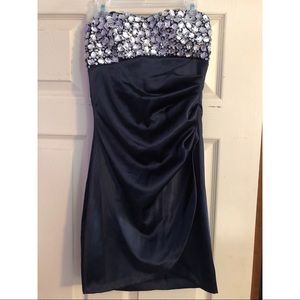 Navy Strapless Dress